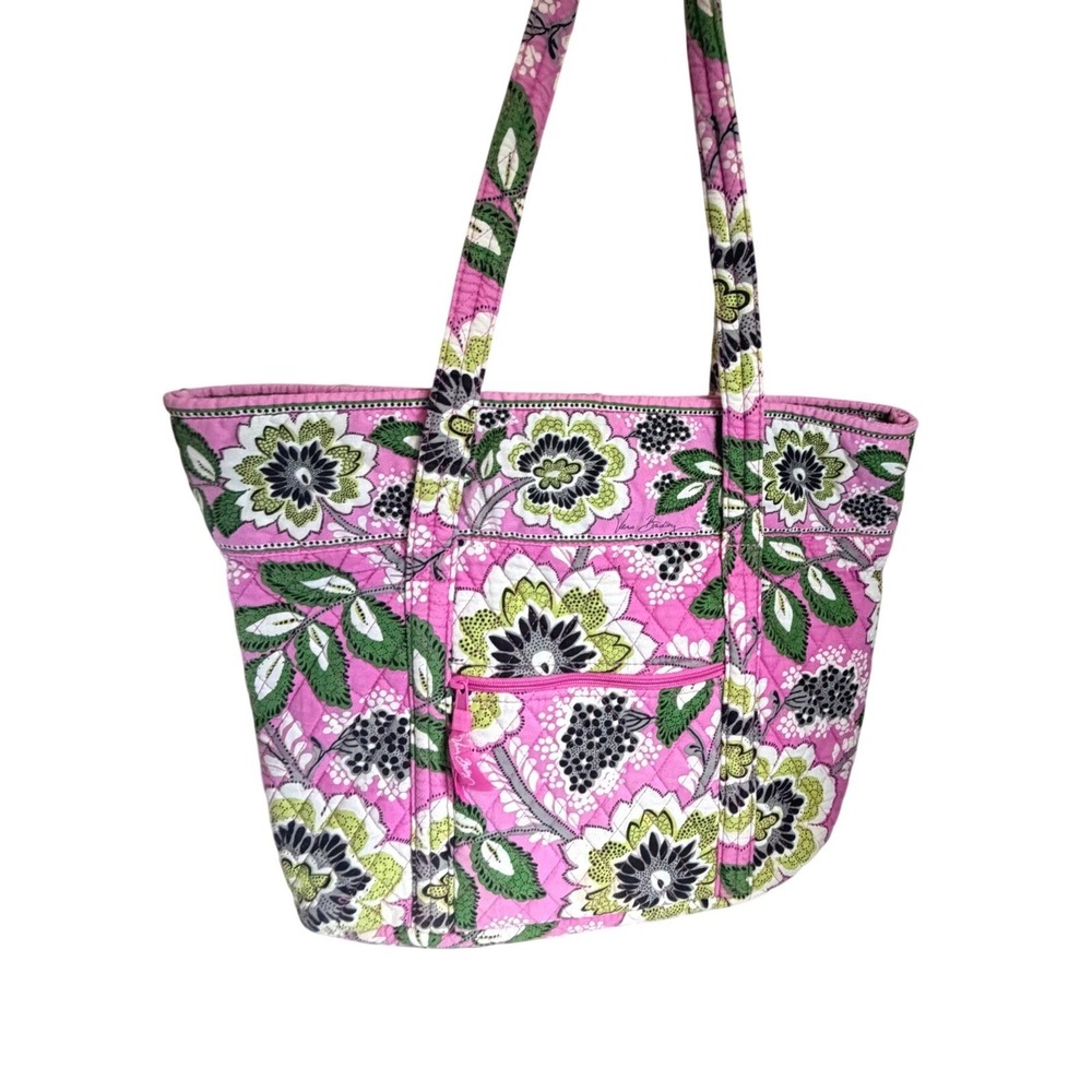 Vera Bradley Margarita Quilted Cotton Tote Bag Pink Floral Shoulder Bag - Picture 7 of 12